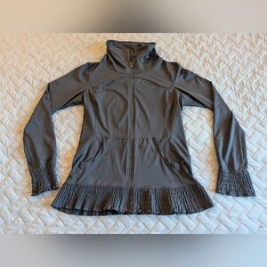 REI Athletic Jacket Women’s M Grey Ruffle High Neck Full Zip